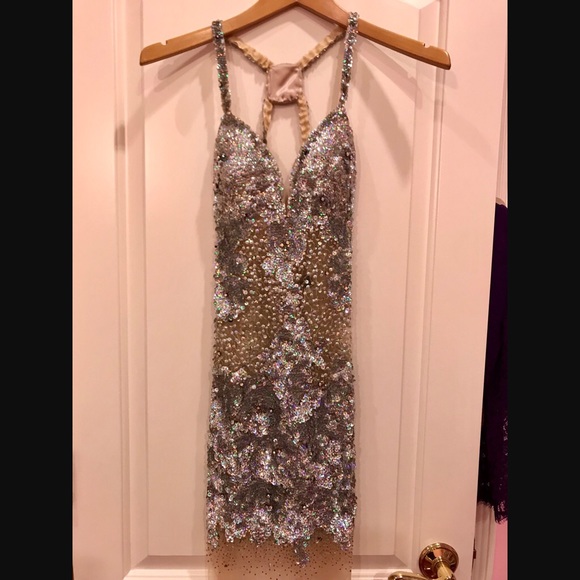 jovani silver sequin dress